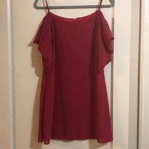 Cold Shoulder Chiffon Spaghetti Strap Dress